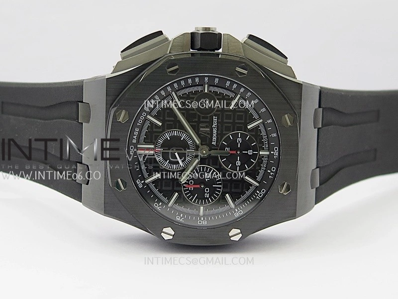Royal Oak Offshore 44mm Black Ceramic APJF 1:1 Best Edition Black Dial on Black Rubber Strap A3126