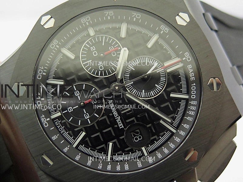 Royal Oak Offshore 44mm Black Ceramic APJF 1:1 Best Edition Black Dial on Black Rubber Strap A3126