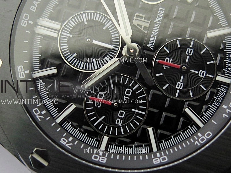 Royal Oak Offshore 44mm Black Ceramic APJF 1:1 Best Edition Black Dial on Black Rubber Strap A3126