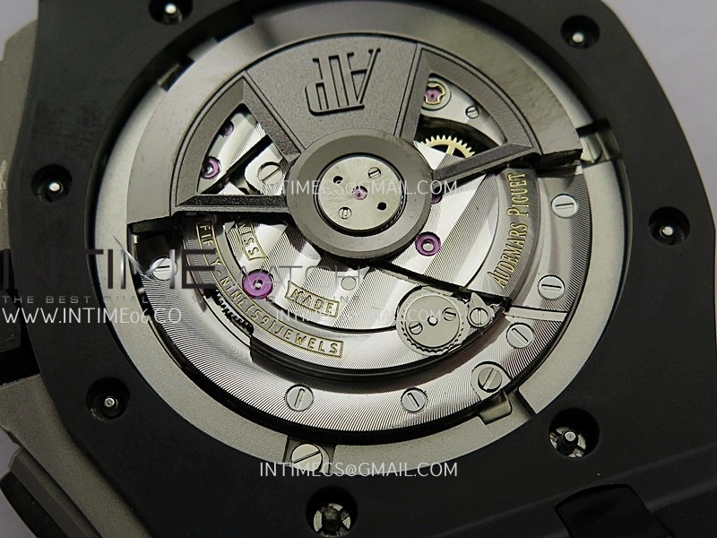 Royal Oak Offshore 44mm Black Ceramic APJF 1:1 Best Edition Black Dial on Black Rubber Strap A3126