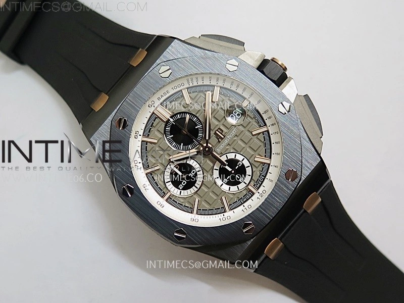 Royal Oak Offshore 44mm Black Ceramic RG TKF 1:1 Best Edition Gray Dial on Black Rubber Strap A3126