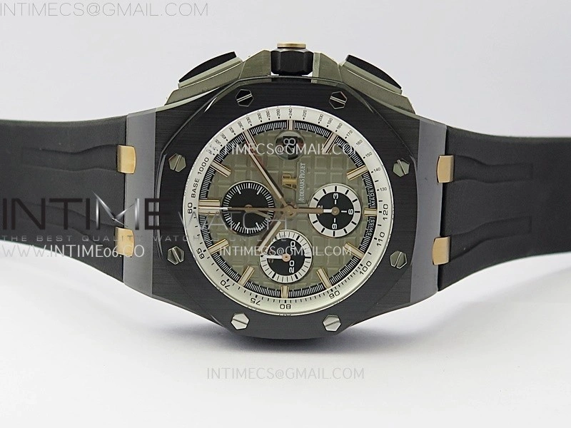 Royal Oak Offshore 44mm Black Ceramic RG TKF 1:1 Best Edition Gray Dial on Black Rubber Strap A3126