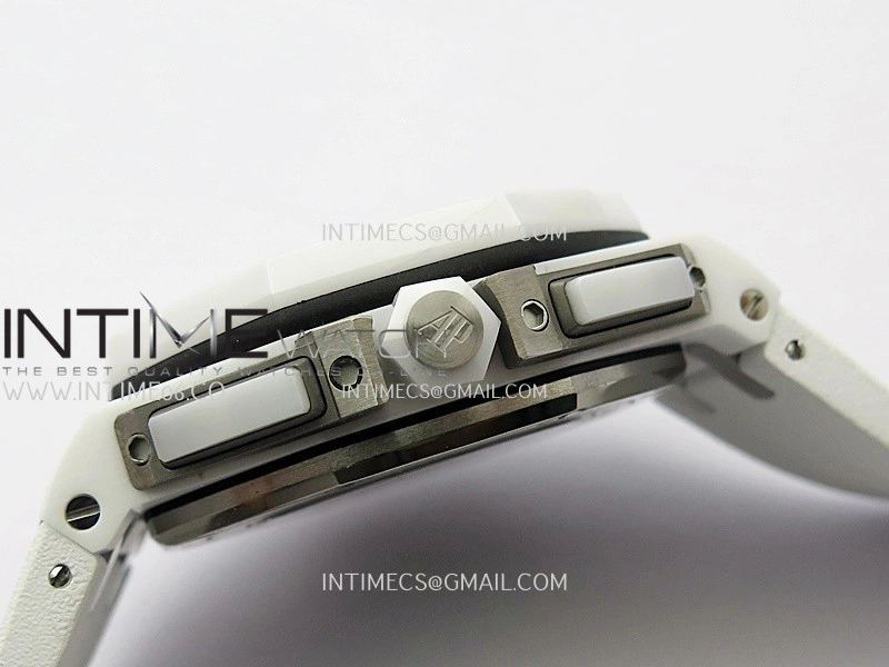 Royal Oak Offshore 44mm White Ceramic APJF 1:1 Best Edition White Dial On White Rubber Strap A3126