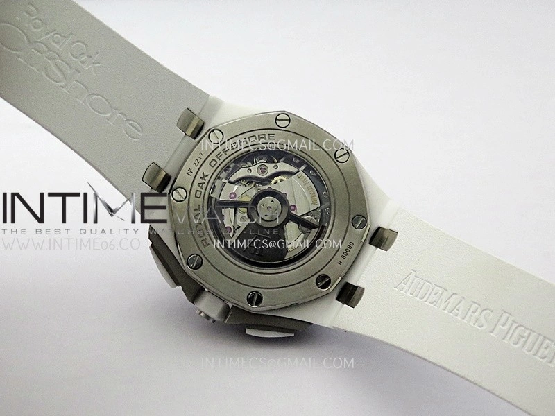 Royal Oak Offshore 44mm White Ceramic APJF 1:1 Best Edition White Dial On White Rubber Strap A3126