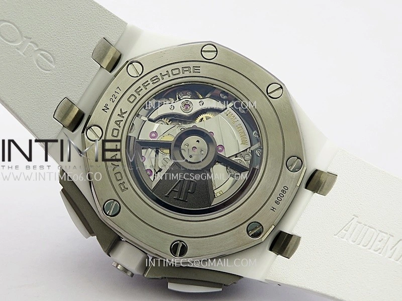 Royal Oak Offshore 44mm White Ceramic APJF 1:1 Best Edition White Dial On White Rubber Strap A3126