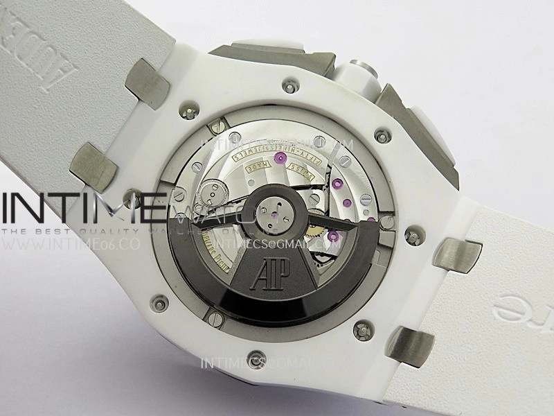 Royal Oak Offshore 44mm White Ceramic APJF 1:1 Best Edition White Dial On White Rubber Strap A3126