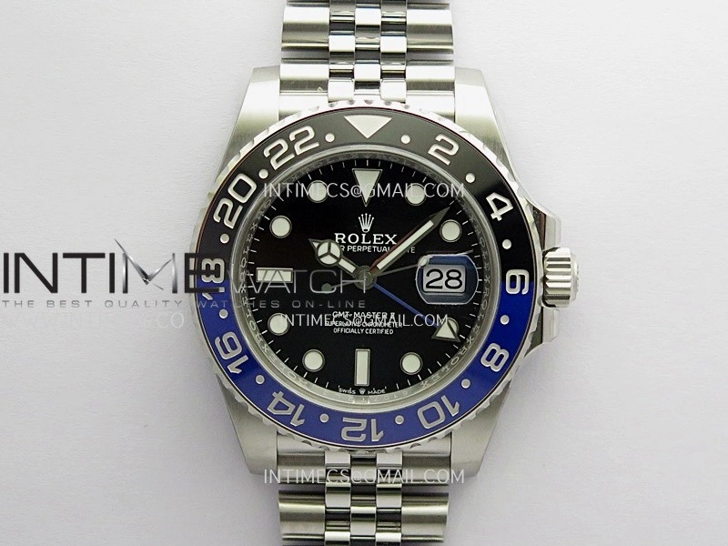 GMT-Master II 126710 BLNR Black Blue 904L SS Gold Factory 1:1 Best Edition Black Dial On Jubilee Bracelet SH3285 CHS