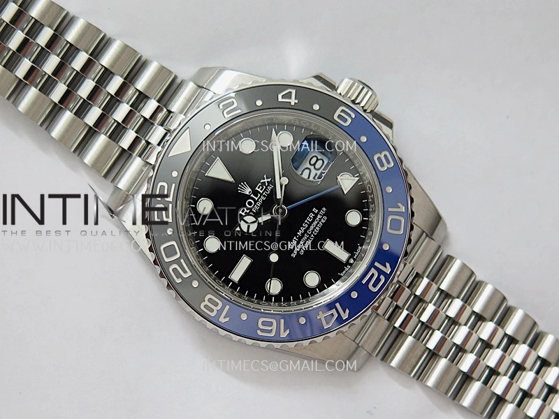GMT-Master II 126710 BLNR Black Blue 904L SS Gold Factory 1:1 Best Edition Black Dial On Jubilee Bracelet SH3285 CHS