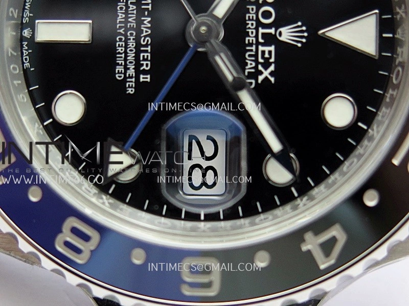 GMT-Master II 126710 BLNR Black Blue 904L SS Gold Factory 1:1 Best Edition Black Dial On Jubilee Bracelet SH3285 CHS