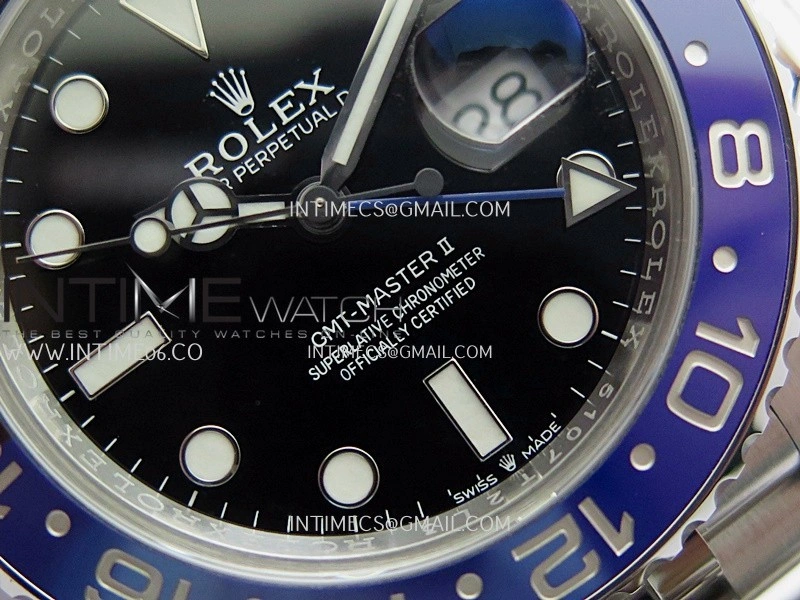GMT-Master II 126710 BLNR Black Blue 904L SS Gold Factory 1:1 Best Edition Black Dial On Jubilee Bracelet SH3285 CHS
