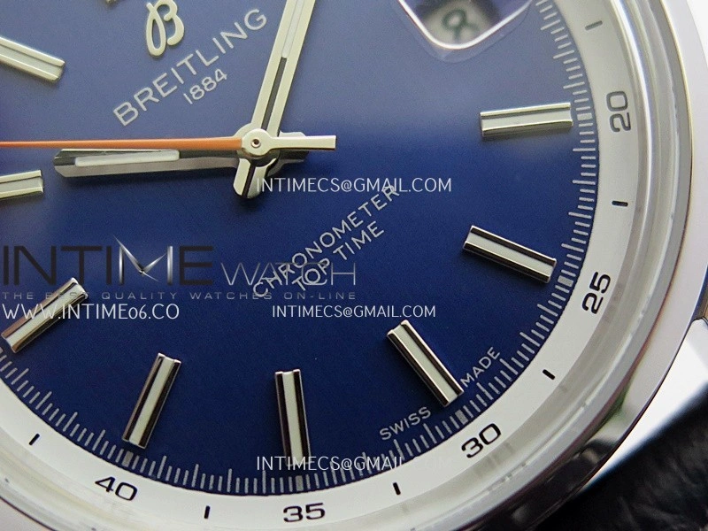Top Time AB3113 38mm SS BLSF 1:1 Best Edition Blue Dial On Black Leather Strap Asian B31