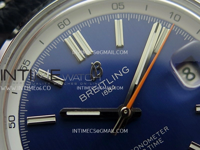 Top Time AB3113 38mm SS BLSF 1:1 Best Edition Blue Dial On Black Leather Strap Asian B31