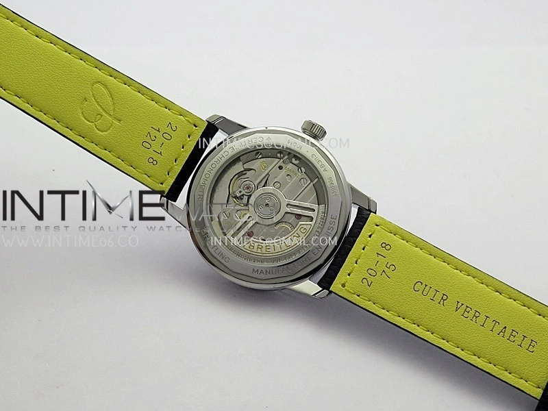 Top Time AB3113 38mm SS BLSF 1:1 Best Edition Blue Dial On Black Leather Strap Asian B31