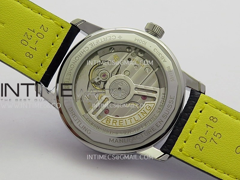 Top Time AB3113 38mm SS BLSF 1:1 Best Edition Blue Dial On Black Leather Strap Asian B31