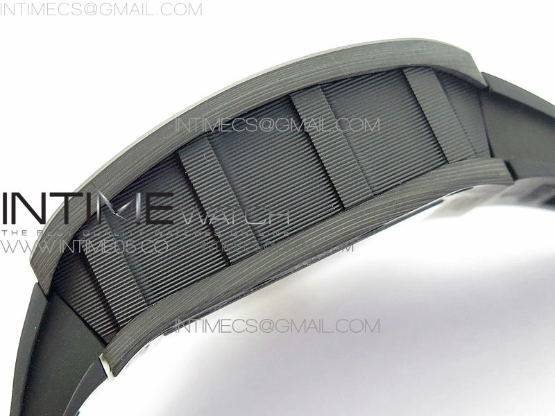 RM12-1 Real Tourbillon Forge Carbon KVF Best Edition Skeleton Dial Yellow inner bezel on Black Rubber Strap