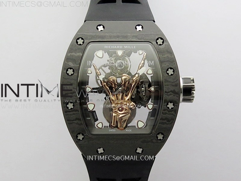 RM066 Real Forge Carbon RG YSF Best Edition Skeleton Dial on Black Rubber Strap Asian Tourbillon