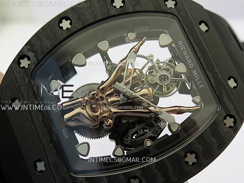 RM066 Real Forge Carbon RG YSF Best Edition Skeleton Dial on Black Rubber Strap Asian Tourbillon