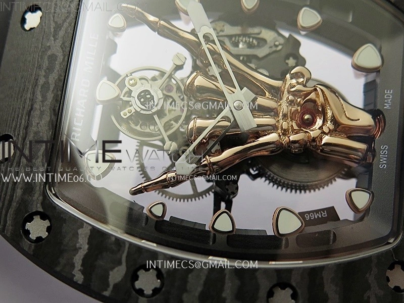 RM066 Real Forge Carbon RG YSF Best Edition Skeleton Dial on Black Rubber Strap Asian Tourbillon