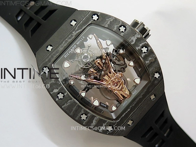 RM066 Real Forge Carbon RG YSF Best Edition Skeleton Dial on Black Rubber Strap Asian Tourbillon