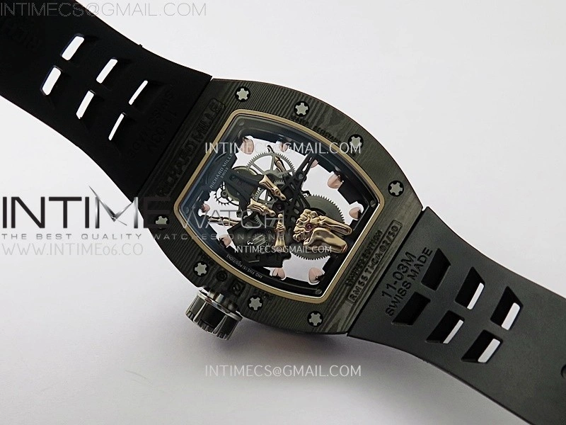 RM066 Real Forge Carbon RG YSF Best Edition Skeleton Dial on Black Rubber Strap Asian Tourbillon