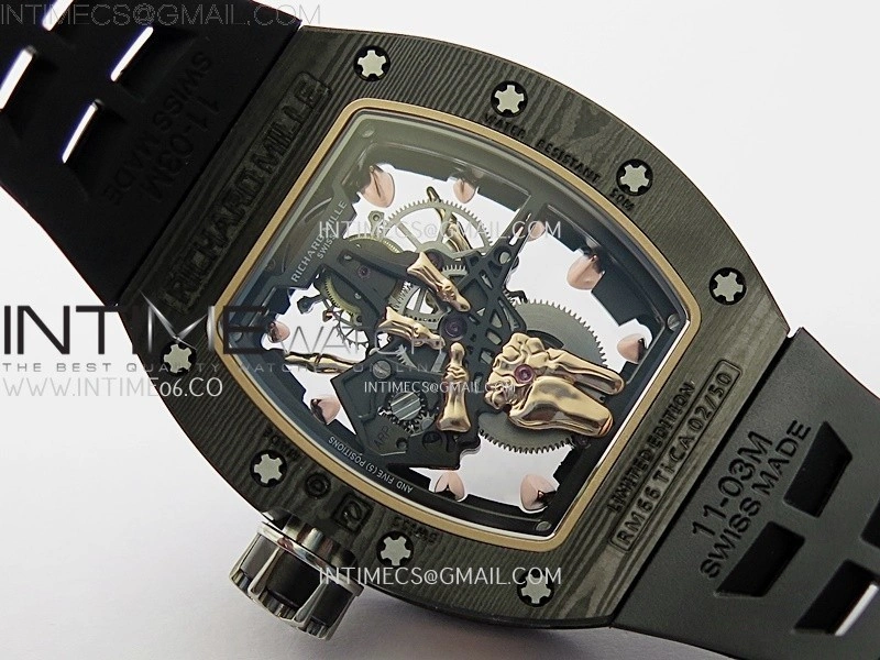 RM066 Real Forge Carbon RG YSF Best Edition Skeleton Dial on Black Rubber Strap Asian Tourbillon