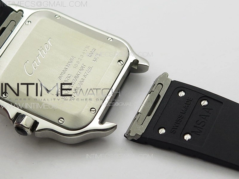 Santos de Cartier 40mm SS GF 1:1 Best Edition Blue Dial on Black Rubber Strap MIYOTA 9015