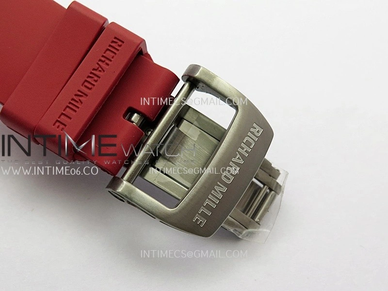 RM055 Red Inner Bezel White Ceramic RF 1:1 Best Edition Skeleton Dial On Red Rubber Strap RMUL2 Super Clone
