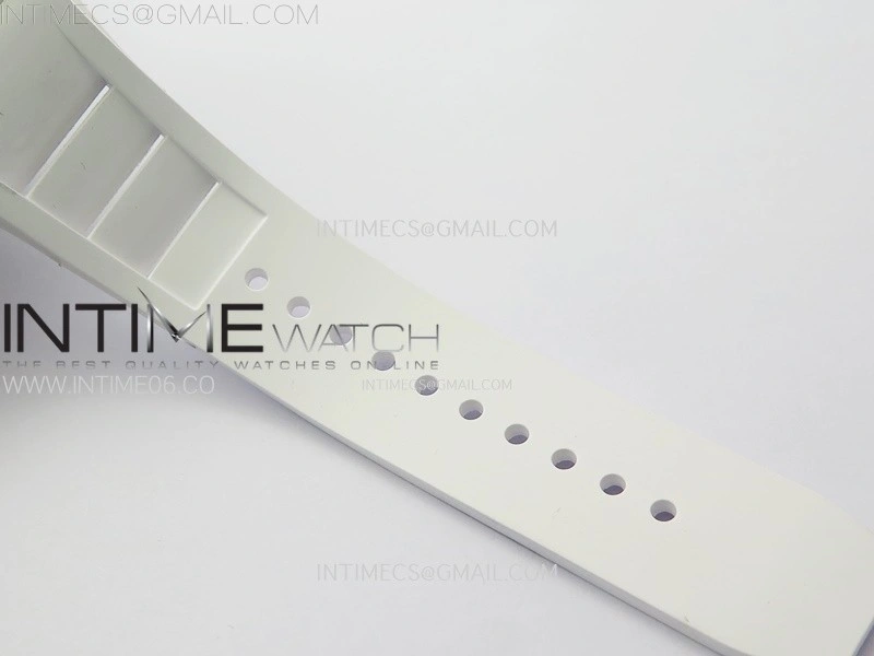 RM052 Skull White Ceramic RG Real Tourbillon YSF Best Edition RG Skull Dial on White Rubber Strap