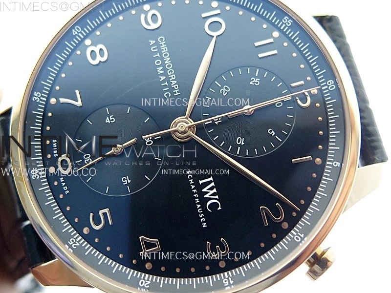 Portuguese Chrono IW371609 RG ZF 1:1 Best Edition Black Dial on Black Leather Strap A69355