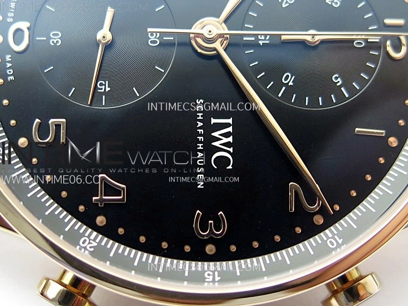 Portuguese Chrono IW371609 RG ZF 1:1 Best Edition Black Dial on Black Leather Strap A69355