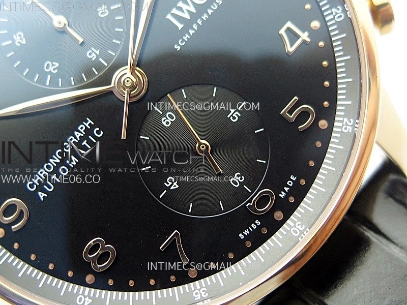 Portuguese Chrono IW371609 RG ZF 1:1 Best Edition Black Dial on Black Leather Strap A69355