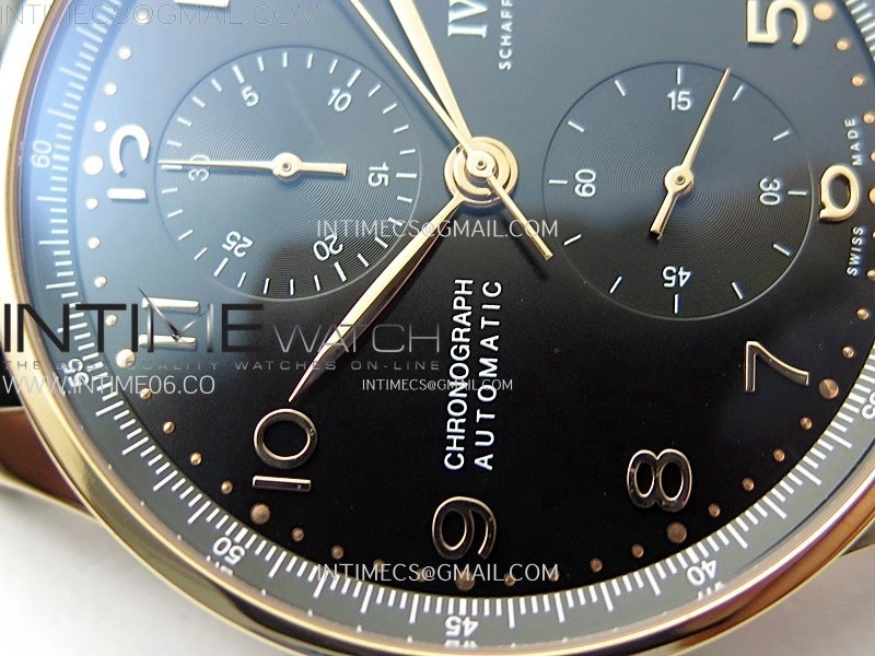 Portuguese Chrono IW371609 RG ZF 1:1 Best Edition Black Dial on Black Leather Strap A69355