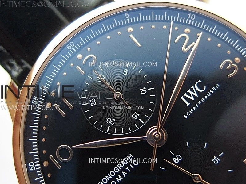 Portuguese Chrono IW371609 RG ZF 1:1 Best Edition Black Dial on Black Leather Strap A69355