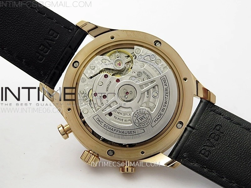 Portuguese Chrono IW371609 RG ZF 1:1 Best Edition Black Dial on Black Leather Strap A69355