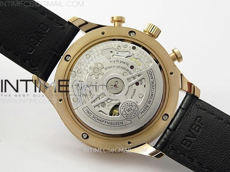 Portuguese Chrono IW371609 RG ZF 1:1 Best Edition Black Dial on Black Leather Strap A69355