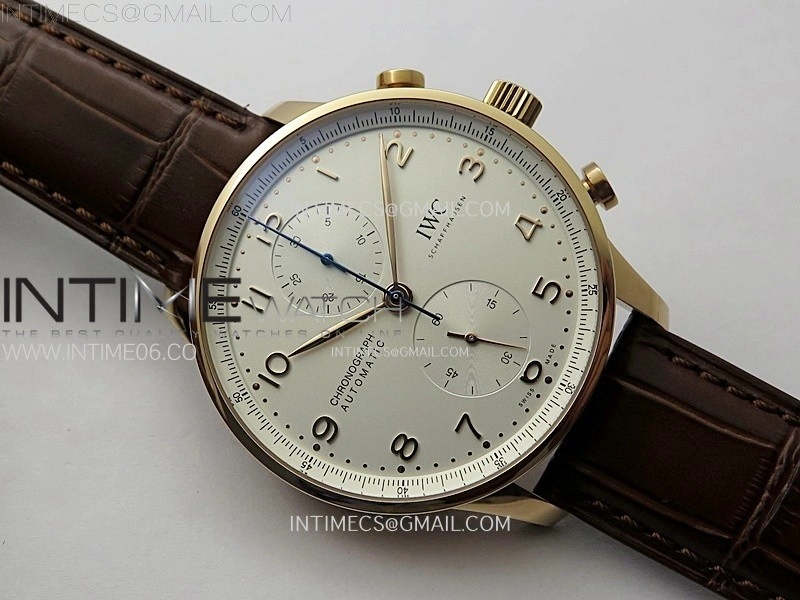 Portuguese Chrono IW371611 RG ZF 1:1 Best Edition White Dial on Brown Leather Strap A69355