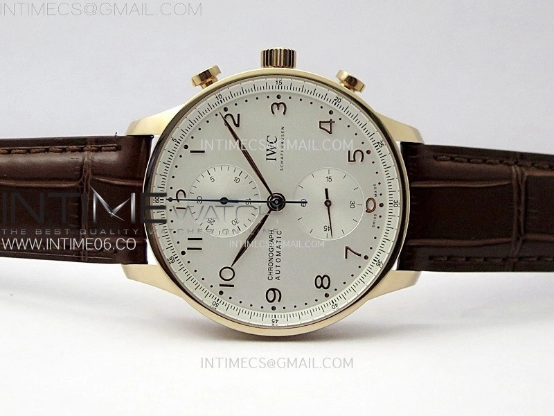 Portuguese Chrono IW371611 RG ZF 1:1 Best Edition White Dial on Brown Leather Strap A69355