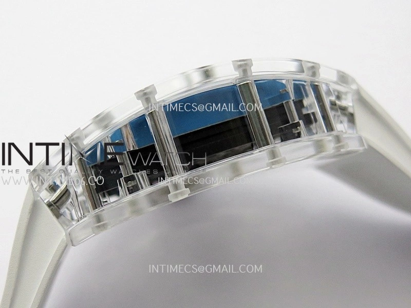 RM055 Transparent Blue Inner Sonic Best Edition Skeleton Dial On White Rubber Strap RMUL2 Super Clone