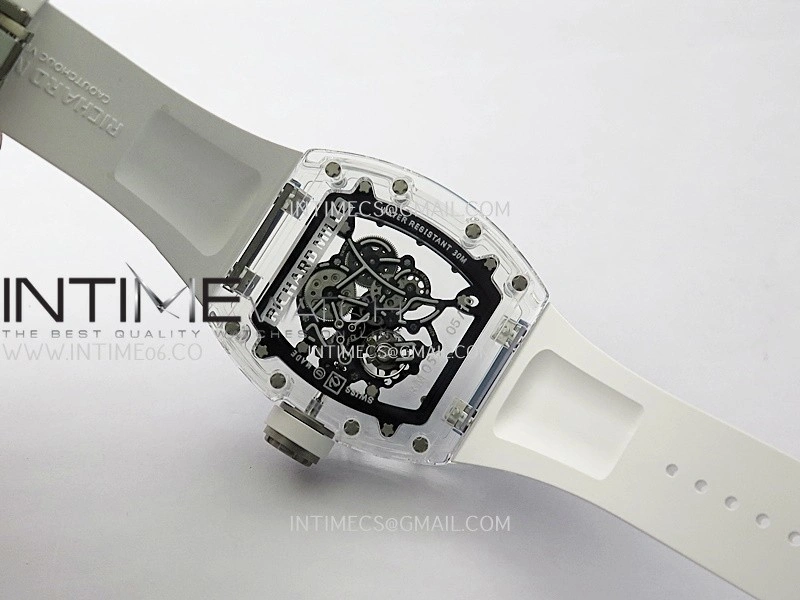 RM055 Transparent Blue Inner Sonic Best Edition Skeleton Dial On White Rubber Strap RMUL2 Super Clone