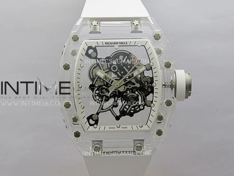 RM055 Transparent White Inner Sonic Best Edition Skeleton Dial On White Rubber Strap RMUL2 Super Clone