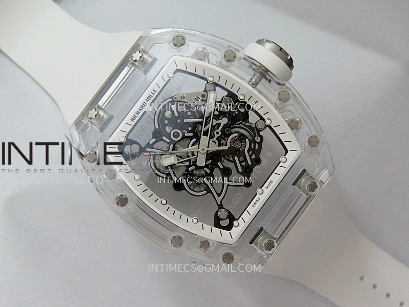 RM055 Transparent White Inner Sonic Best Edition Skeleton Dial On White Rubber Strap RMUL2 Super Clone