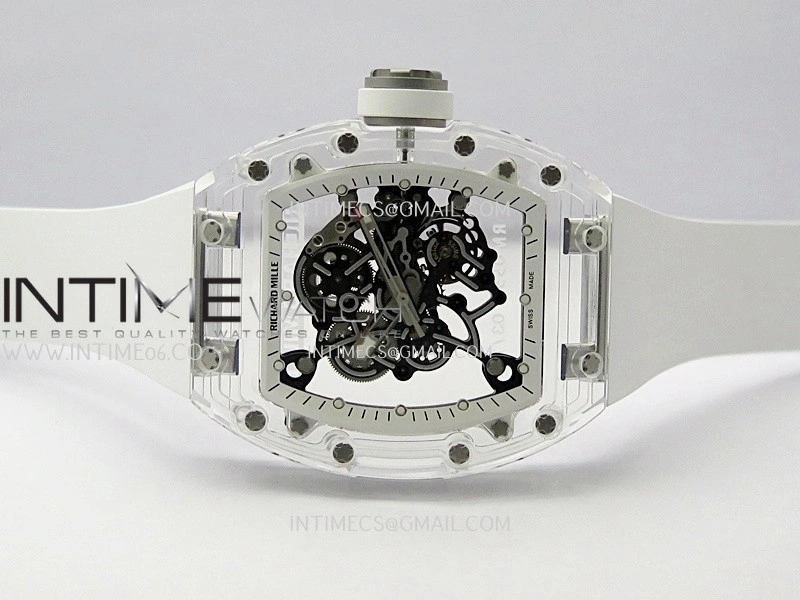 RM055 Transparent White Inner Sonic Best Edition Skeleton Dial On White Rubber Strap RMUL2 Super Clone