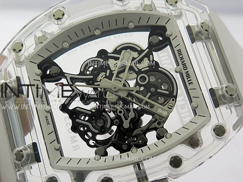 RM055 Transparent White Inner Sonic Best Edition Skeleton Dial On White Rubber Strap RMUL2 Super Clone