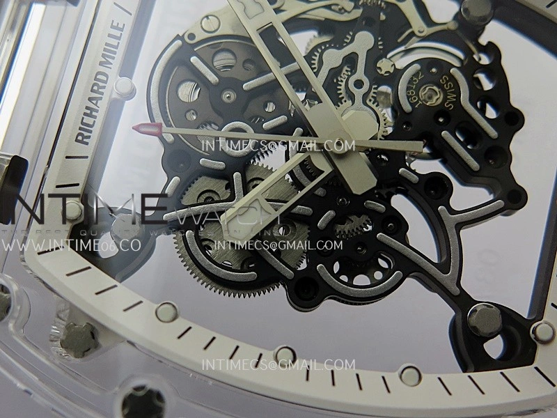 RM055 Transparent White Inner Sonic Best Edition Skeleton Dial On White Rubber Strap RMUL2 Super Clone