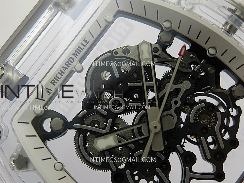 RM055 Transparent White Inner Sonic Best Edition Skeleton Dial On White Rubber Strap RMUL2 Super Clone