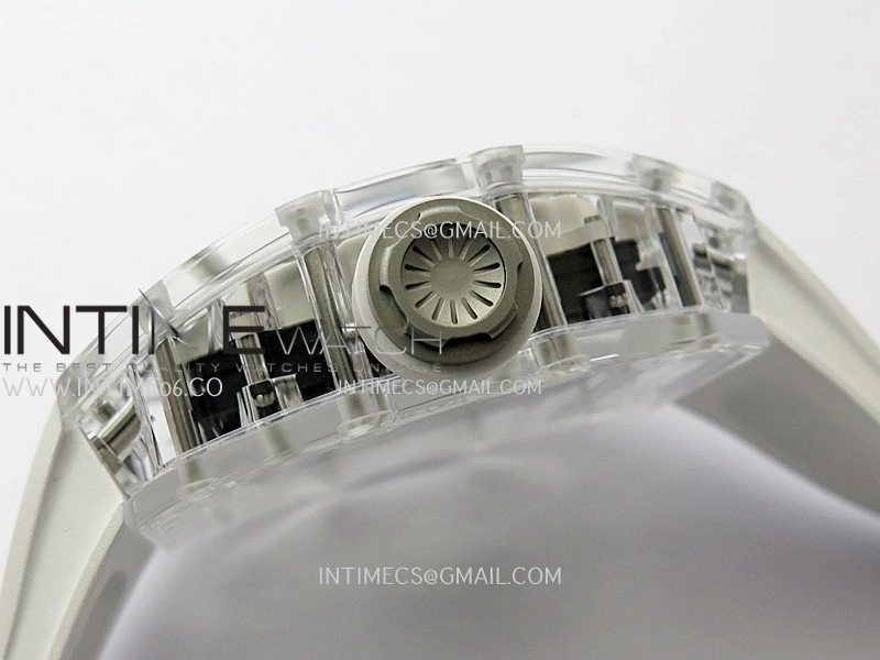 RM055 Transparent White Inner Sonic Best Edition Skeleton Dial On White Rubber Strap RMUL2 Super Clone