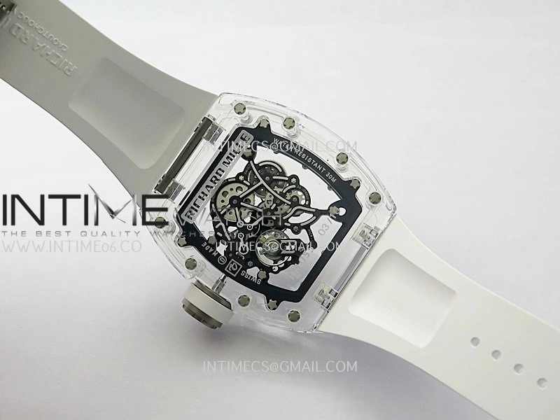 RM055 Transparent White Inner Sonic Best Edition Skeleton Dial On White Rubber Strap RMUL2 Super Clone