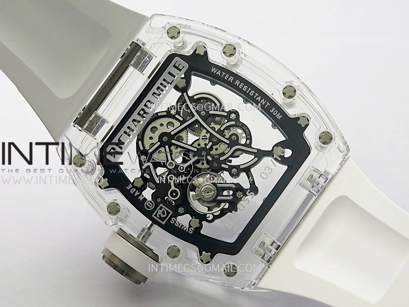 RM055 Transparent White Inner Sonic Best Edition Skeleton Dial On White Rubber Strap RMUL2 Super Clone