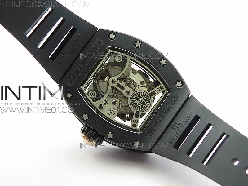 RM023 Real Ceramic Case KVF Best Edition Eagle Skeleton Dial RG Crown on Black Rubber Strap MIYOTA8215
