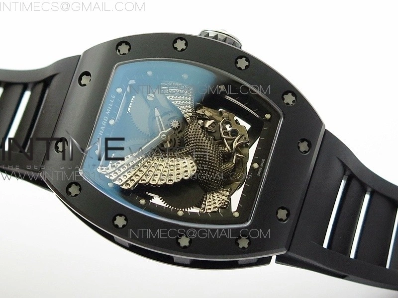 RM023 Real Ceramic Case KVF Best Edition Eagle Skeleton Dial SS Crown on Black Rubber Strap MIYOTA8215